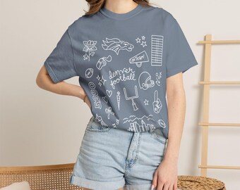 Denver Football T-shirt | Comfort Colors | Doodle Design Shirt
