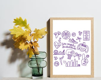 Diseño de dibujo de equipo de la WNBA / Imprimible / Descarga digital / 8.5x11