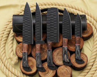 Hand Forged Damascus Steel Chef Knife Set | Handmade Kitchen Knives
