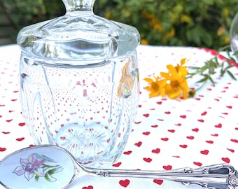 Jam Pot/ Sugar and Spoon Vintage, Crystal, Cut Glass, Bridal Gift, Women's Gift, Mother's Gift, Vintage Crystal