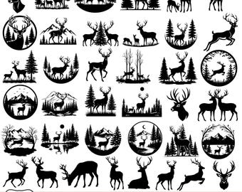Deer SVG,Deer Hunting Svg,Deer in the Forest svg,Deer head svg,Wild Deer Svg,Deer Mountain Svg,Deer antlers svg,Cricut & silhouette