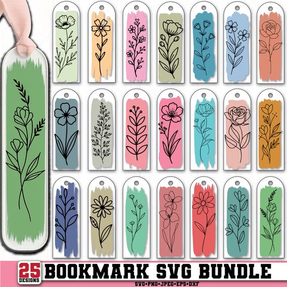 Bookmark svg,Floral Bookmark svg,Paint brush stroke svg,Acrylic bookmark svg,Bookmark template,Wildflower svg,Retro book,Digital download