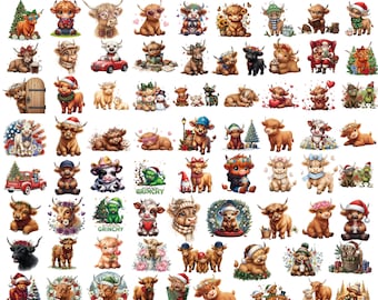 Highland cow png,Christmas Highland Cow Png,Christmas PNG,Baby Highland Cow,Cow Png,Cricut & silhouette