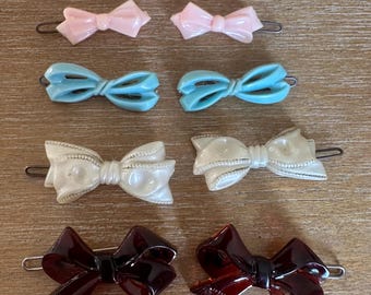 Vintage Girls’ Plastic Barrettes Pink White Blue Animals Hats Flowers 1950s MCM
