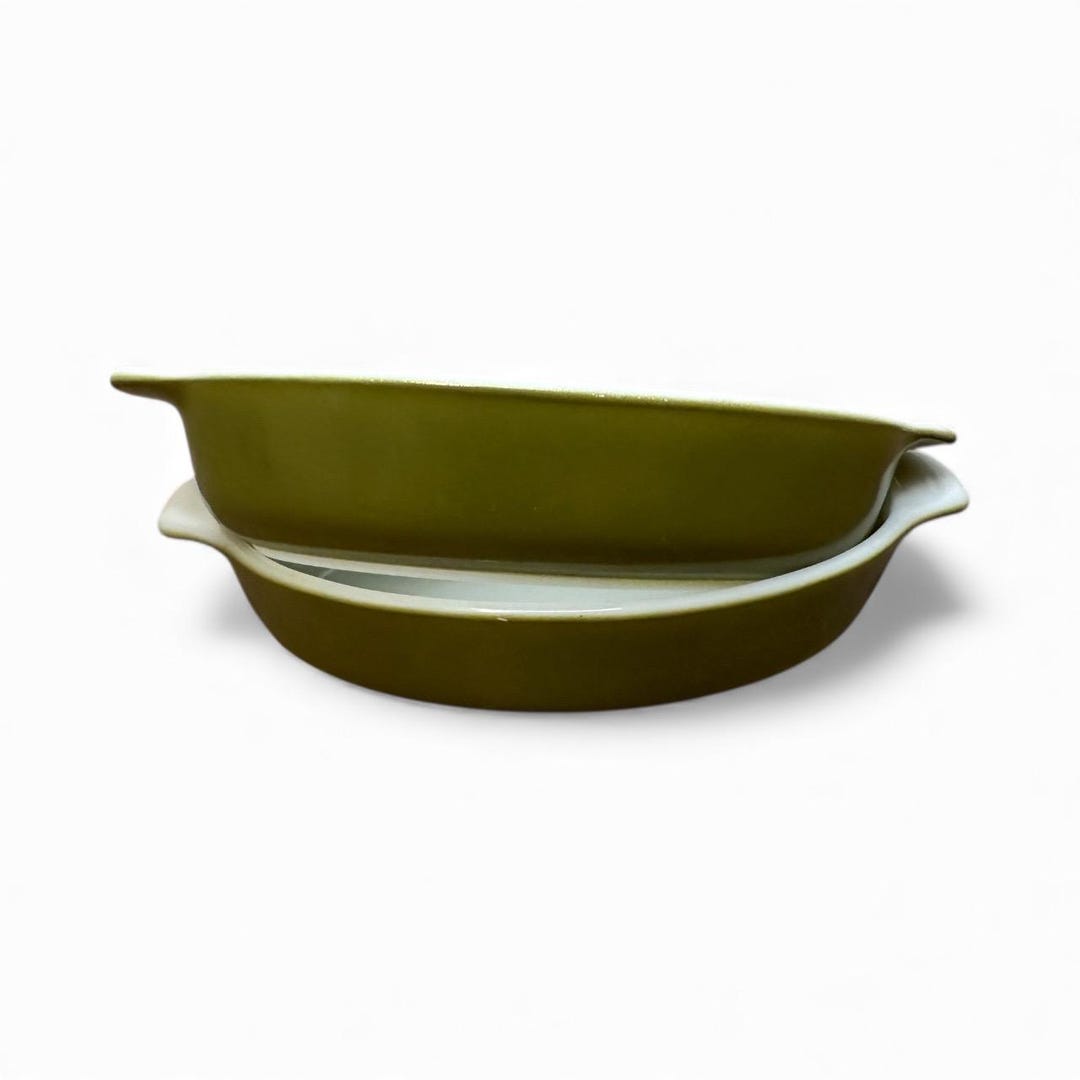 2 Vintage Pyrex 700 10oz Avocado Green Au Gratin Mini Personal ...
