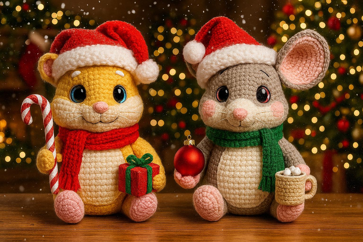 YUPZAR Cappello di Natale per Criceto Carino, Cappelli Natalizi a Maglia per Piccoli Animali Domestici, Copricapo Invernale con Cappellino Rosso e Bianco, Accessori Festivi Criceti