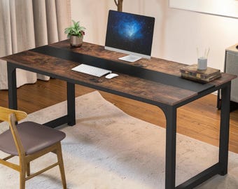 Escritorio moderno para ordenador de 180 cm de ancho, mesa de oficina, escritorio de estudio y mesa de escritura con estructura metálica.