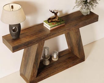 Farmhouse Console Table 55" Sofa Table with Storage Rustic Entryway Hallway Table