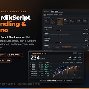 NordikScript Handling & Dyno | FiveM Handling Editor, Live HP Dyno, 0-100-Timer, Drift-Tuning | ESX QBCore QBox Standalone