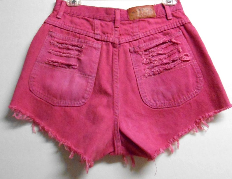 Vintage High Waisted HOT Pink Hand Dyed Studded Shorts | Etsy