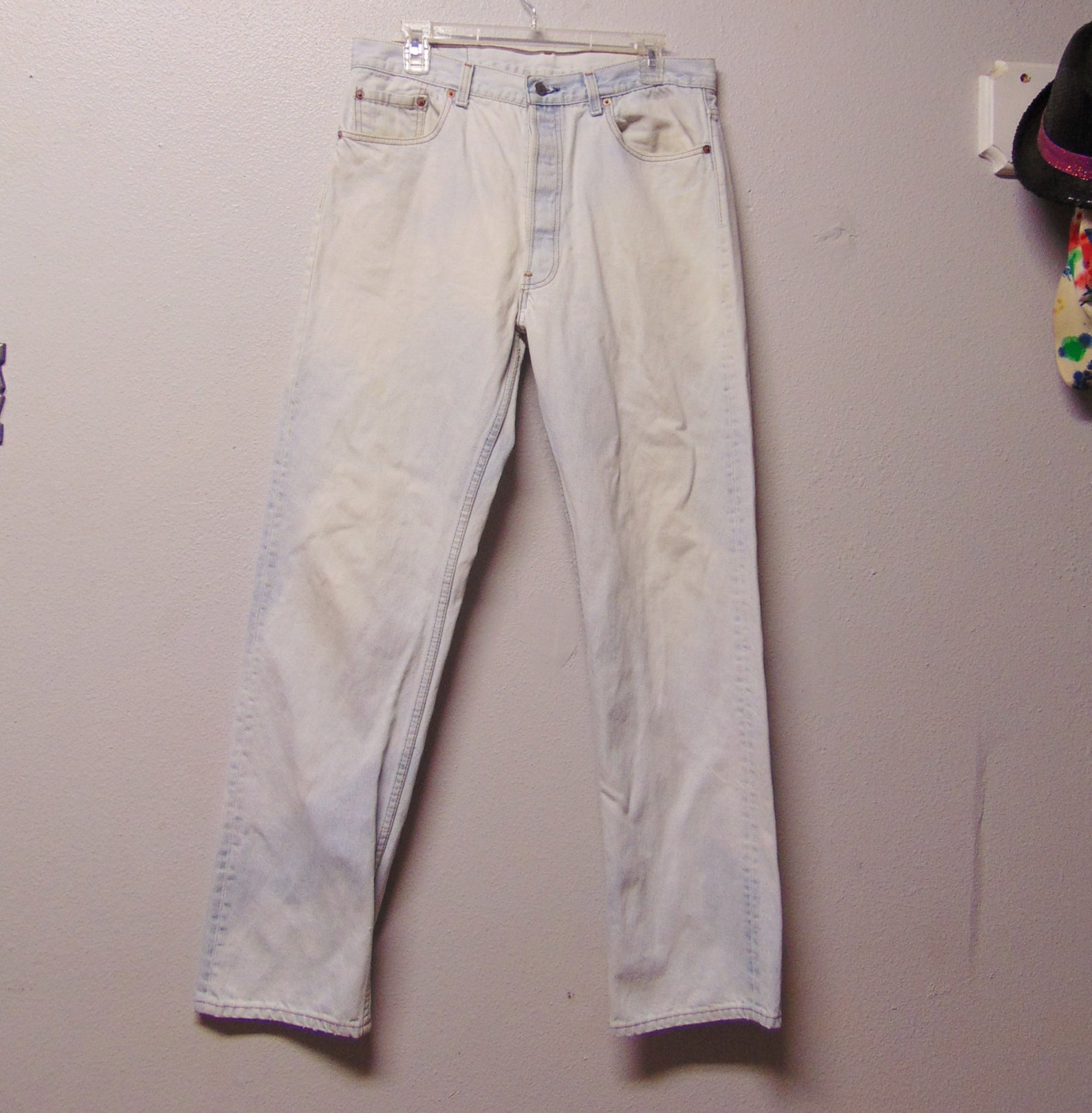 501 Levis bleached Vtg 80's Denim Jeans Waist 33 x 31 | Etsy