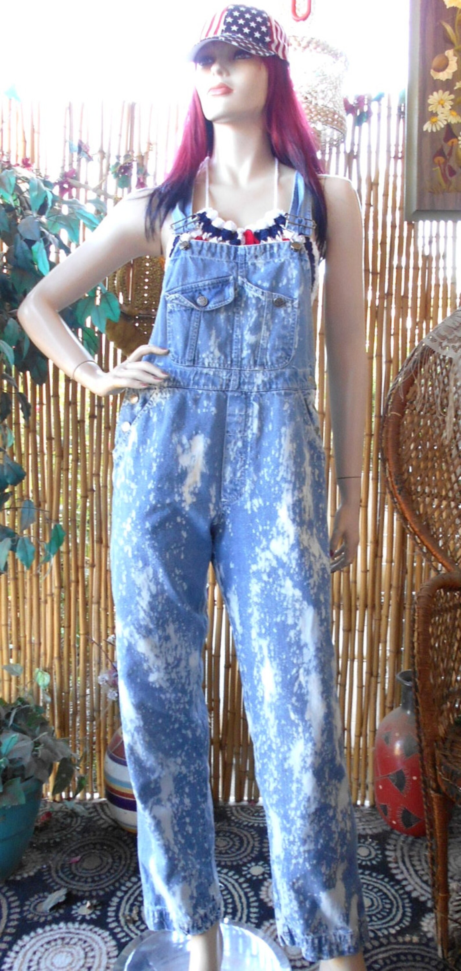 Vintage 80's Bleached Denim Overalls Size Small Etsy