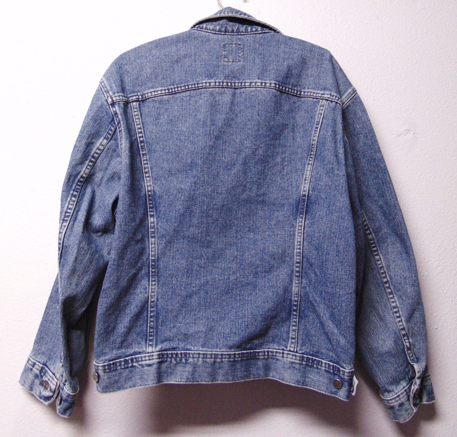 Vintage 80's LEE Riveted Denim Jacket 54 Chest XL - Etsy