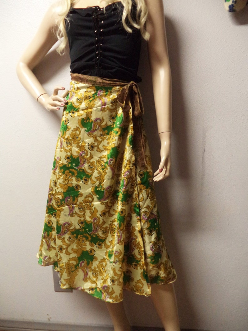 Vintage Indian Reversable Wrap Around Silk Skirt Sz Small | Etsy