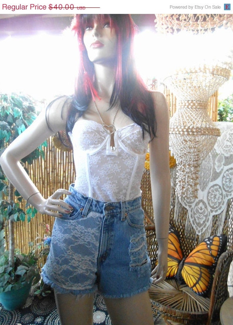 27 inch waistHigh Waisted Levis denim shorts White | Etsy