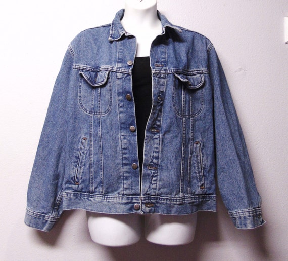 Vintage 80's LEE Riveted Denim Jacket 54 Chest XL - Etsy