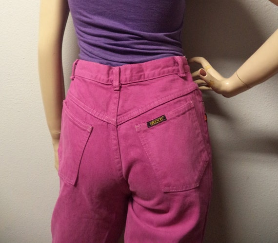 hot pink high waisted jeans