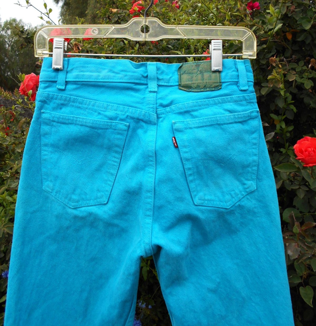 Vintage 80's Levis Turquoise Denim Jeans Waist 26 inches Etsy