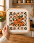 Pumpkin Cross Stitch Pattern PDF, Autumn Folk Floral Embroidery, Fall Harvest Thanksgiving Decor, Easy Modern PDF Chart product logo
