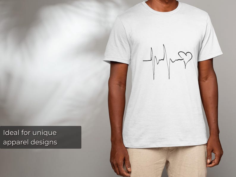 Heartbeat Symbol | Hand Drawn Line Art PNG and A3 PDF | Imperfect Heart ...