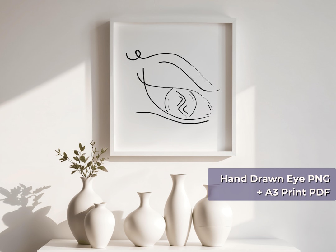 Eye Symbol | Hand Drawn Line Art PNG and A3 PDF | Intuition & Awareness ...