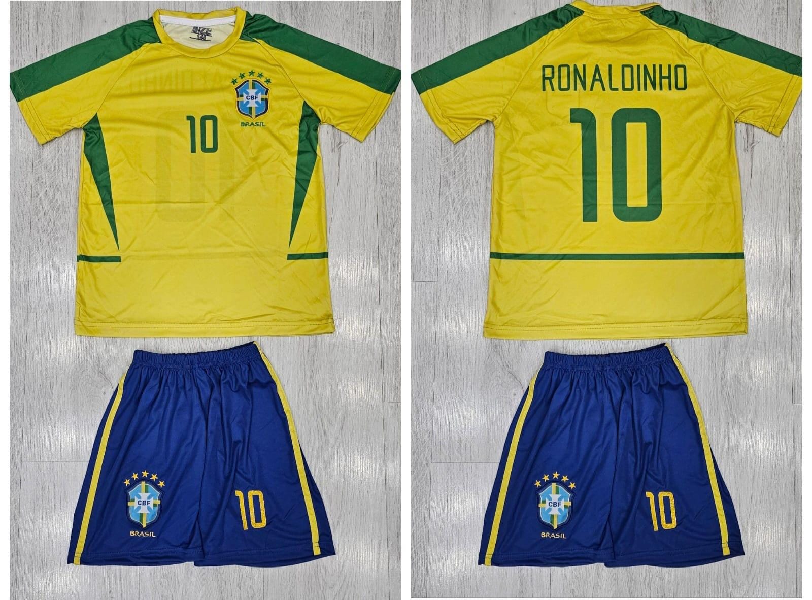 Ronaldo 9 & Ronaldinho 10 フィギュアセット Ronaldinho Brazil Football Kids Jersey - Soccer Fans Youth Uniform