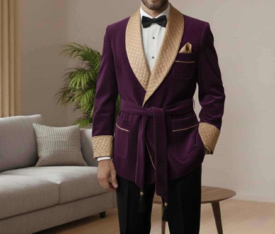 dark burgundy wedding dress Wine Red Lightweight Men's Dressing Gown main image 0