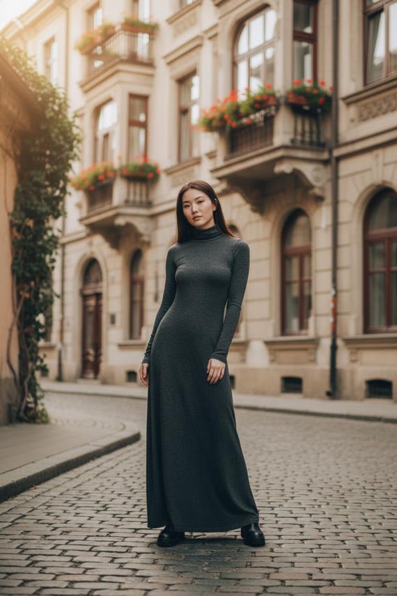 long fitted cotton dresses Womens Fitted Maxi Dress L main image 1