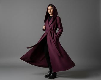 Abrigo de princesa con capucha de lana, gabardina de estilo victoriano, abrigo largo tipo levita.