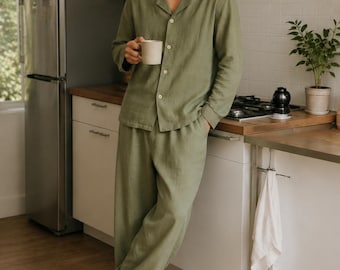 Classic linen pyjama set HARRY. Long sleeve, Men's pyjama sets.