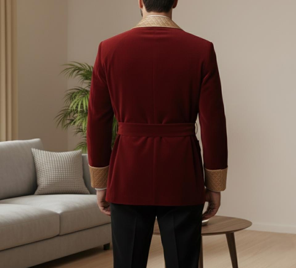 dark burgundy wedding dress Men's Blue Burgundy Brushed Cotton Twill Window Check Dressing Gown