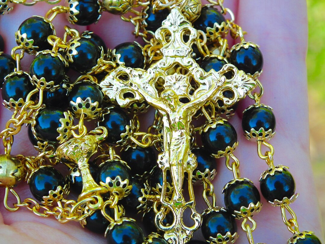 Gold plated rosary beads best sale