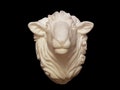 Sheep/Ewe/Ram resin plastic head/bust/faux taxidermy/cabochon for jewelry, decor, mounting, crafts; opaque white farm ranch nature animal