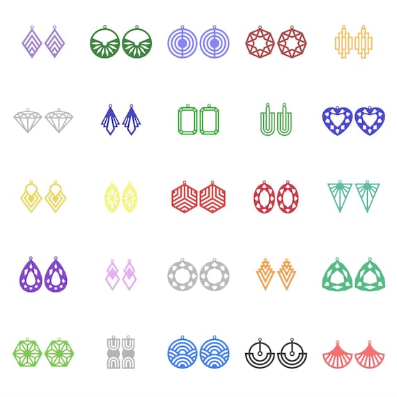 25 Geometric Earrings STL File Collection: 3D Print-Ready Jewelry Designs