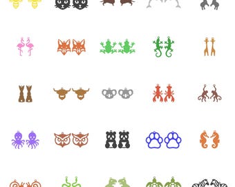 25 Animal Earrings - STL Files: 3D Print Ready Digital Files