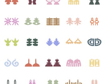 25 Abstract Earring STL Files: 3D Print Ready Digital Files