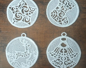 Set von 4 freistehenden Spitzenornamenten