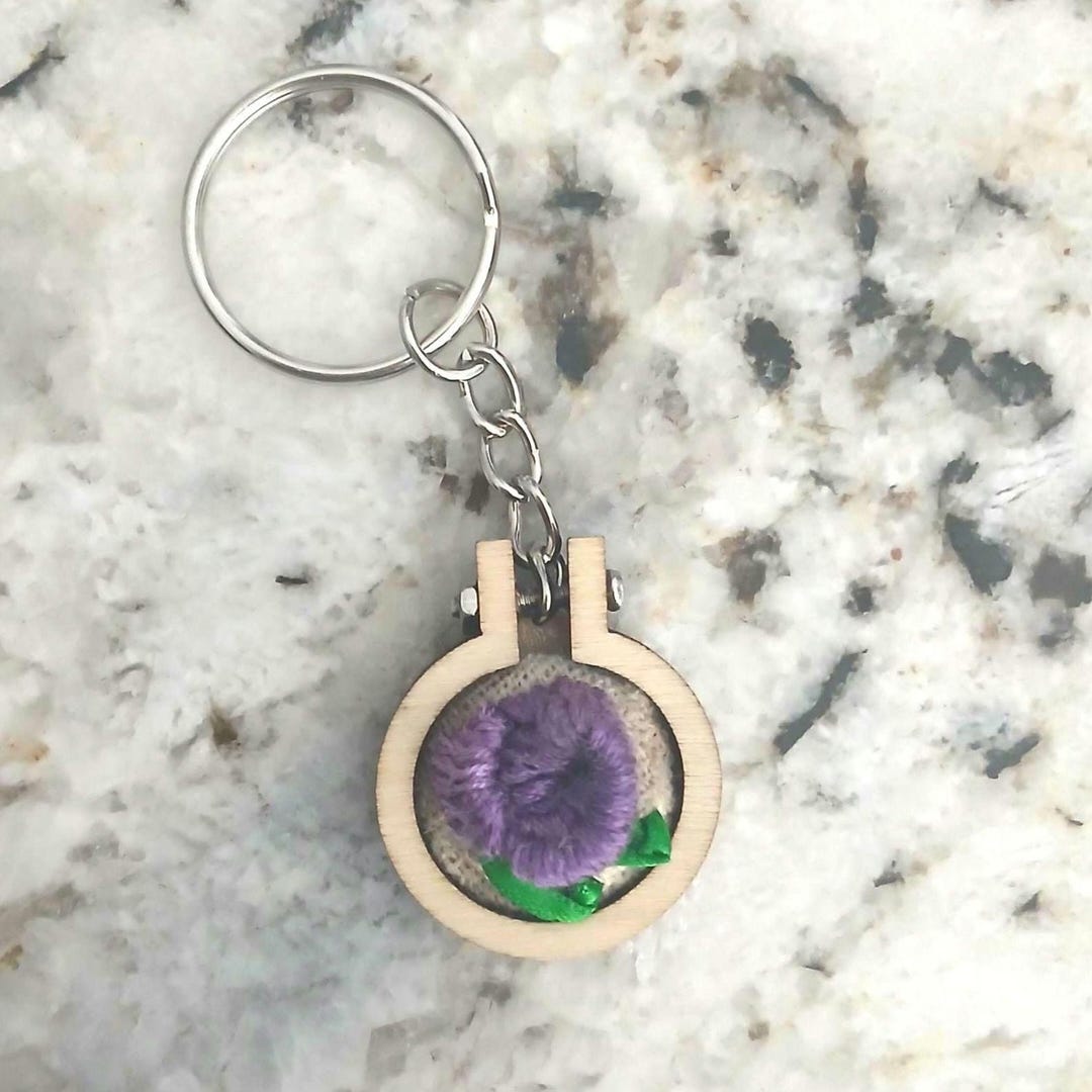 3D Hand Embroidered Flower Keychain - Etsy