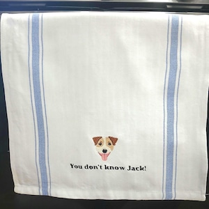 Embroidered Funny Jack Russel Terrier Kitchen Towel