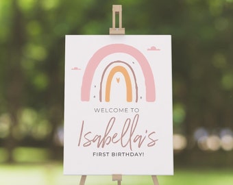 Boho Rainbow First Birthday Welcome sign, Rainbow First birthday, Welcome Sign, Boho First Birthday Welcome Sign, Rainbow Birthday welcome