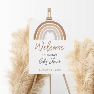 Boho Rainbow Baby shower welcome sign, Rainbow Baby shower welcome sign, Boho baby shower welcome sign, printable welcome sign, rainbow sign