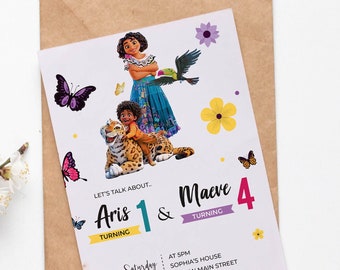 Encanto Birthday invitation, Encanto Birthday digital, encanto birthday invitation 2 names, encanto maribel antonio, Encanto birthday, print