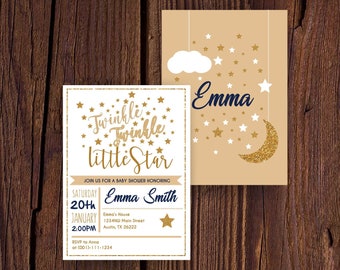 twinkle twinkle little star invitation,custom twinkle little star,baby shower invitation,twinkle little star baby shower invitation,digital