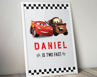 Cars Birthday welcome sign, mcqueen birthday, boy birthday welcome sign, race car birthday welcome sign, maters welcome sign, two fast, cars