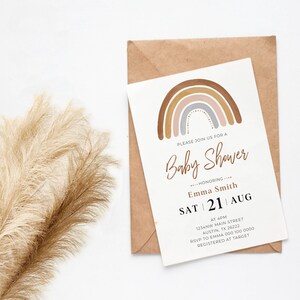 Rainbow Baby Shower Invitation, Boho Rainbow Baby Shower invitation, Boho Gender Neutral Baby Shower Invite, bohemian baby shower, rainbow
