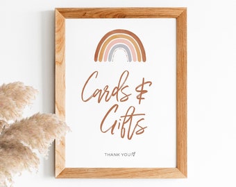 Boho Rainbow baby shower decor, Boho rainbow cards and gifts sign, Cards and Gifts Shower Sign, Rainbow baby shower cards and gifts sign