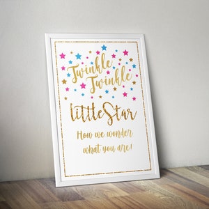 Twinkle twinkle little star gender reveal welcome sign,gender reveal decor printable,twinkle little star how we wonder what you are sign