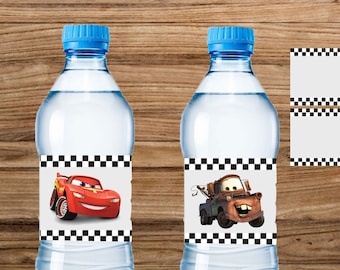 Cars Birthday Water labels, cars mater water labels, cars mater birthday, race car birthday, cars birthday decoration, Boy Birthday, Digital