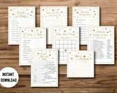 Twinkle twinkle little star baby shower games package,twinkle little star games,Games twinkle little star white and gold,printable games