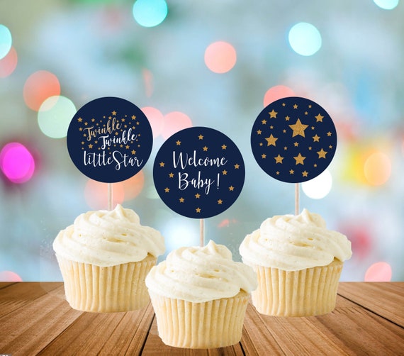 twinkle twinkle little star baby shower cupcakes